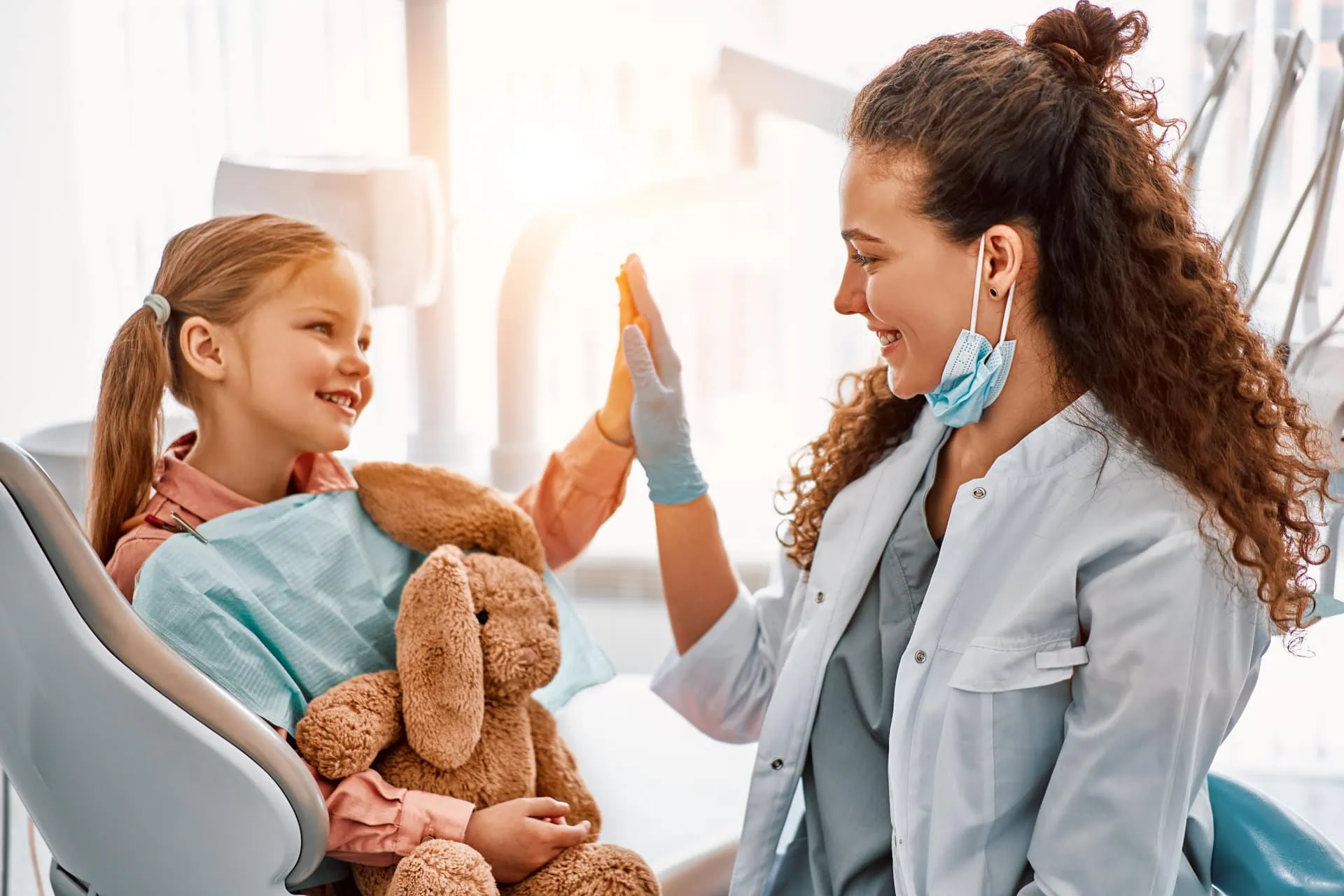 A young patient comfortable in the dental chair